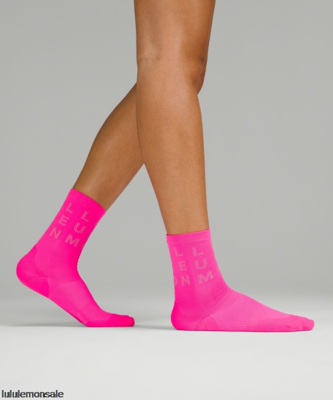Lululemon Damen DELULU452 | Highlight Pink Powerstride Crew Socke Reflective